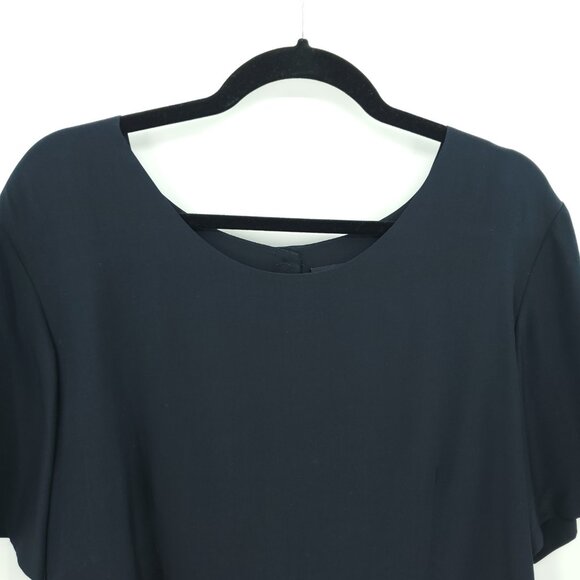 VTG Nordstrom Classiques 100% Silk Button Back Short Sleeve Shell Top XL Black - Picture 4 of 11